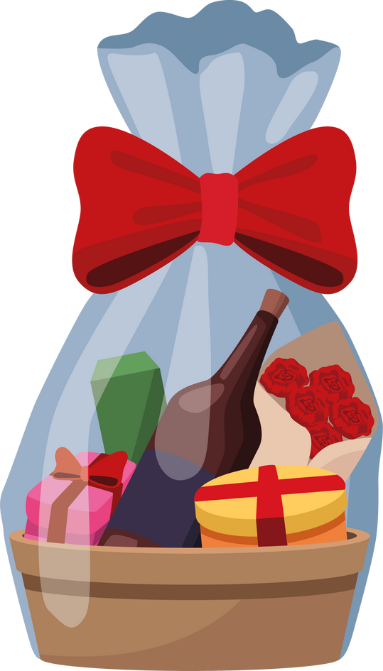 wine bottle in gifts basket